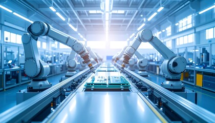 Obraz premium Automated production line in a modern factory