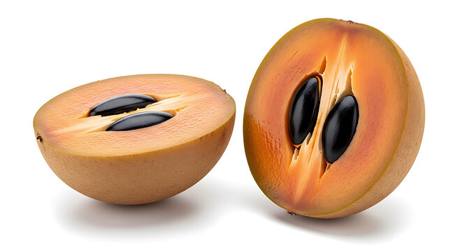 a sapodilla fruit cut in half
