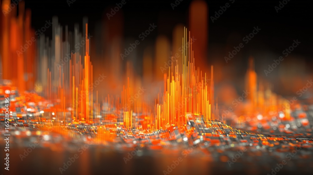 Poster abstract technological landscape with glowing lines: futuristic and dynamic visual for modern concep