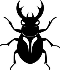 Minimalist Stag Beetle Icon. Simple Bug with Large Jaws Vector.