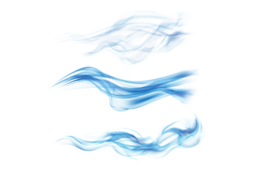 Abstract blue water waves isolated on transparent background
