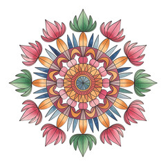 Vibrant Watercolor Mandala Colorful Floral Design