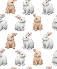 Adorable pastel bunnies create a whimsical seamless pattern perfect for spring and Easter designs