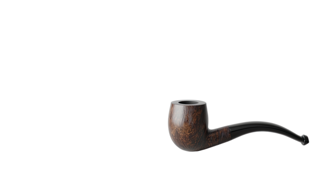 Classic tobacco pipe wooden smoking accessory vintage style handcrafted collectible illustration isolated on white background