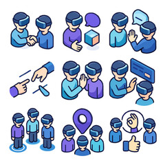 Emoji icons pointer chat vr avatar vector interaction shared teleport icon circle