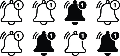 Notification Bell Icons: Alert, Reminder, and Message Symbols for Social Media and App Interfaces