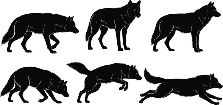 Running Wolf Pack Drawing