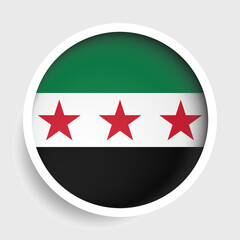 Flag of Syria, round icon with shadow, national symbol