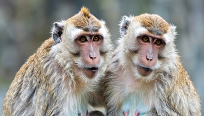 Obraz premium Playful monkeys in their natural habitat wildlife photography tropical environment close-up perspective