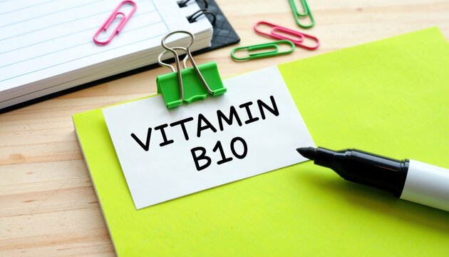 Vitamin b10 importance for health and wellness office desk setting informative content bright environment top view