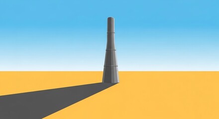 Obraz premium Modern Tall Tower Building in Desert Landscape Under Clear Blue Sky