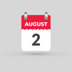 August 2 calendar Date Month icon