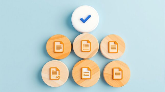 Document workflow automation system with checkmark for process management and approval