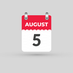 August 5 calendar Date Month icon