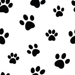 Fototapeta premium cat paw print seamless pattern white background.eps