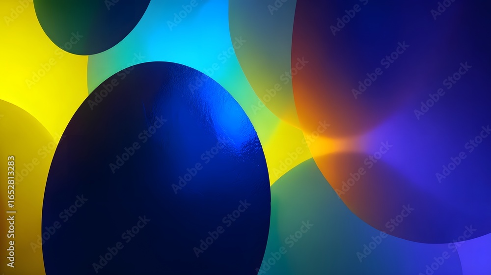 Poster vibrant overlapping circles of vibrant, intersecting colors create a dynamic and engaging abstract d