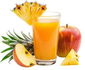 Refreshingly vibrant apple pineapple juice glass with fresh fruit garnish for healthy refreshment