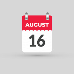 August 16 calendar Date Month icon