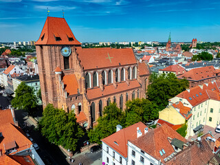 View of Torun old town with Torun Cathedral, Poland