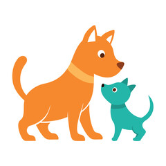 dog and kitten playing  friendship theme  white ba (1).eps