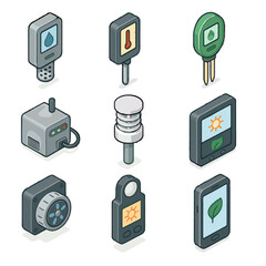Icons speed vector soil humidity icon monitoring temperature unit gauge digital greenhouse