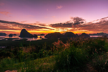 Panoramic nature background Samet Nangshe Viewpoint is a famous tourist attraction in Phang Nga,...