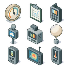 Meter icon chart hygrometer isometric atmospheric point tools vector index storm device