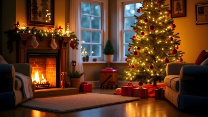 christmas tree with fireplace