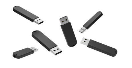 flying usb flash drive isolated on transparent cutout background, cut out, png