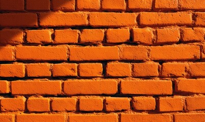 Obraz premium Vibrant Orange Brick Wall Texture with Natural Sunlight Shadows