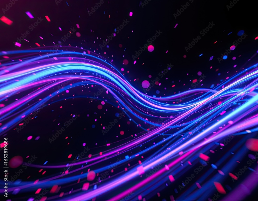 Poster abstract glowing light trails with vibrant colors and dynamic motion suitable for backgrounds and cr