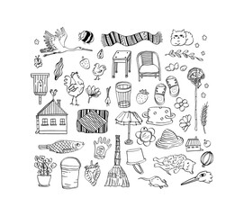 Hand drawn doodle Garden icons set. 