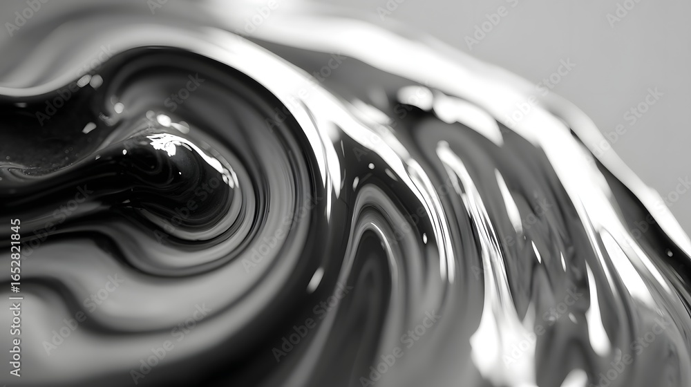 Aufkleber abstract close-up view of swirling, fluid-like patterns in shades of gray and black, showcasing dyna