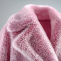 Close-up of a vibrant pink faux fur coat