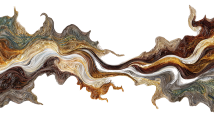 Abstract Nature Art: Abstract art inspired by nature with swirling patterns and earthy tones, isolated on a Transparent background, PNG file.