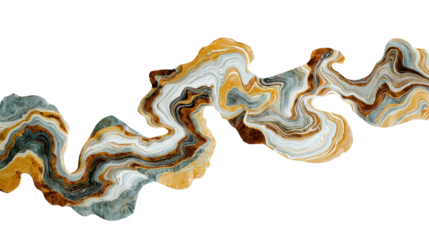 Abstract Nature Art: Abstract art inspired by nature with swirling patterns and earthy tones, isolated on a Transparent background, PNG file.