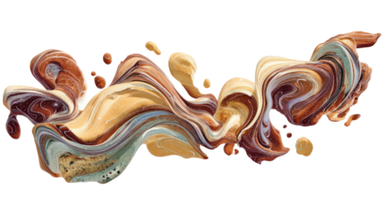 Abstract Nature Art: Abstract art inspired by nature with flowing organic forms and earthy tones, isolated on a Transparent background, PNG file.