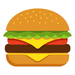 Vector art illustration of a fast food cheeseburger