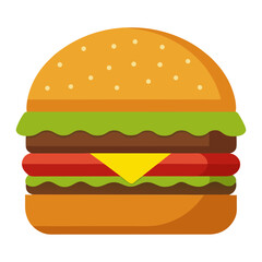 Vector art illustration of a fast food cheeseburger