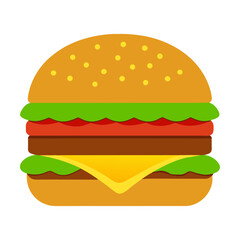 Vector art illustration of a fast food cheeseburger