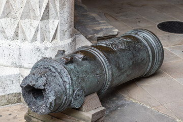 Historic medieval cannon at Wawel Royal Castle