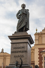 Adam Mickiewicz Monument in Krakow's Main Square