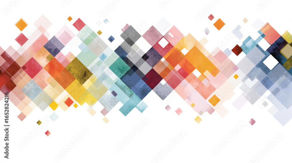 Poster abstract design featuring diamond shapes with color transitions, isolated on a transparent backgroun