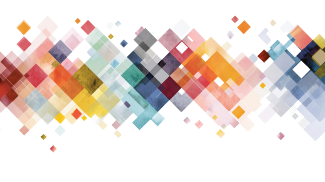 Abstract design featuring diamond shapes with color transitions, isolated on a Transparent background, PNG file.