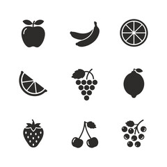 Fruit Icons Black White Vector Art