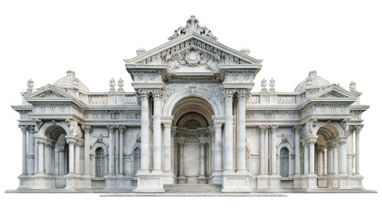 Obraz premium Classic Architecture: Timeless classic architecture with grand columns, arches, and ornate detailing, isolated on a Transparent background, PNG file.