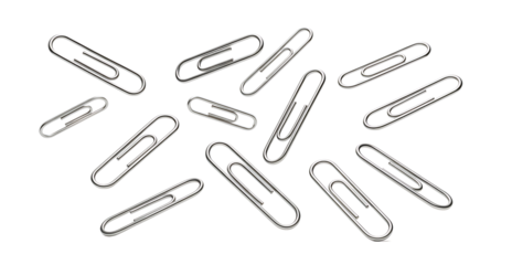 flying paperclips, isolated on transparent cutout background, cut out, png