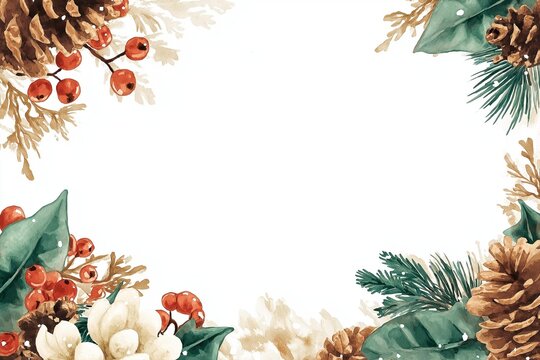 A festive floral arrangement featuring pine cones, berries, and greenery, perfect for holiday decorations.