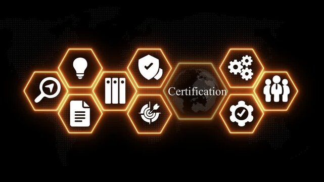 Quality certification Compliance Standardization iso standardisation certification business technology concept.ISO 9001: Quality Management Systems ISO 27001: Information Security Management.
