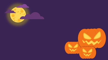 Spooky Halloween background illustration animation of pumpkin 